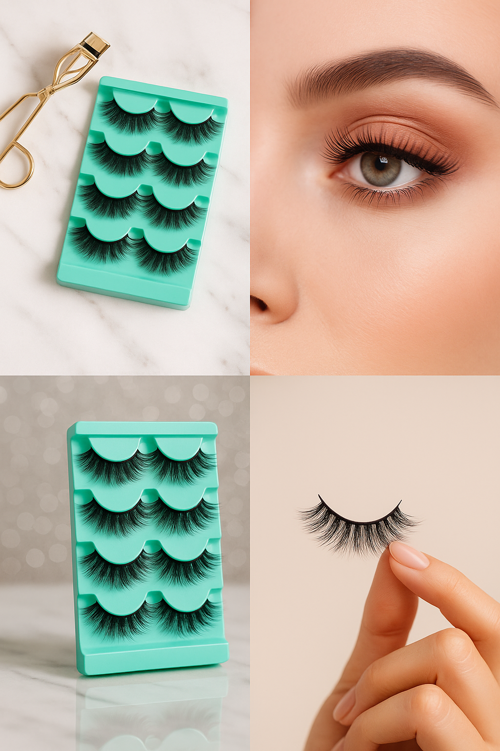 FOINEMYED 5-Pack Faux Mink Wispy Strip Lashes for Dramatic Volume