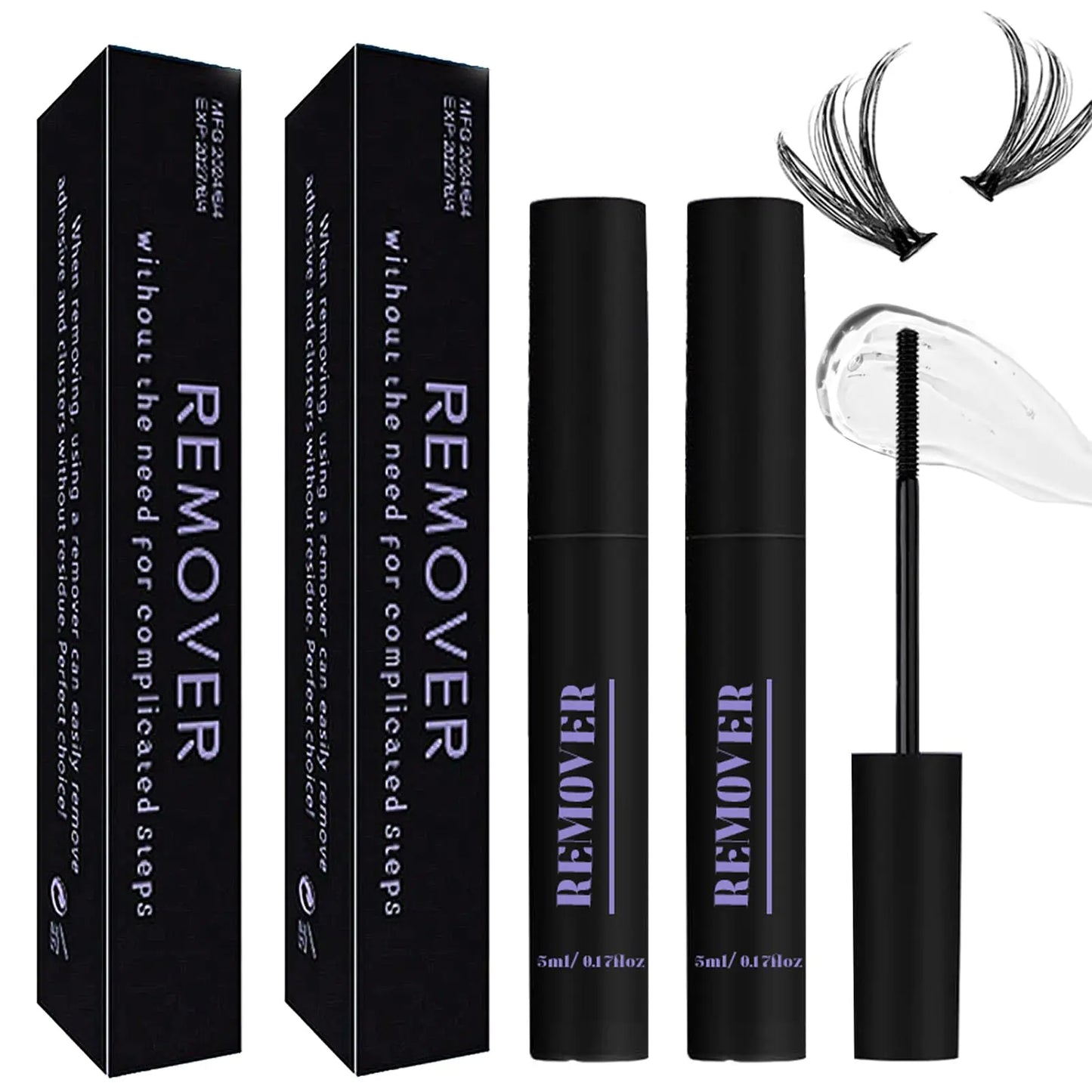 Qiveaory 2Pcs Lash Remover for Lash ExtensionCluster Lash Glue Remover Individual Eyelashes Gentle Eye Removal for False LashesEyelash Extension Adhesive Remover Self Use at Home