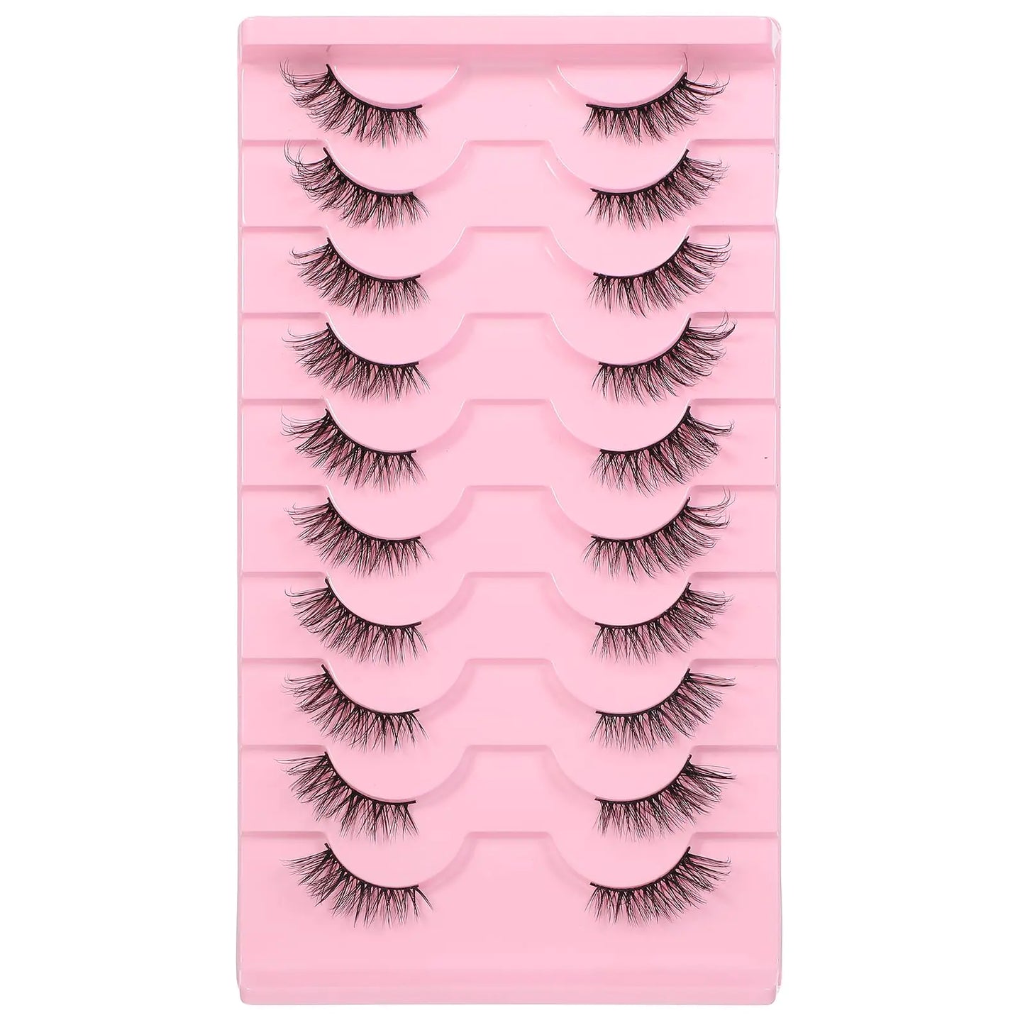 Gjinxi Half Lashes Natural Look Wispy Cat Eye Lashes 10 Pairs Fluffy 3D Faux Mink Eyelash Fox Eye Lashes Curly Lash Short Strip Fake Eyelashes (BY08 8-12MM)