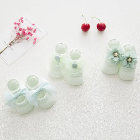 3 Pair Set of Cute Lace Baby Socks for Newborns