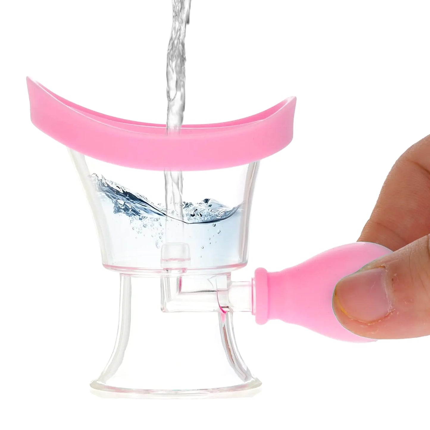 Eye Wash Cup Portable Eye Wash Kit Manual Air Pressure Eye Cups for Eye Wash Reusable Eyewash Cups for Soothing Tired Eyes Clean Eye Dust Makeup Irritants(Pink)