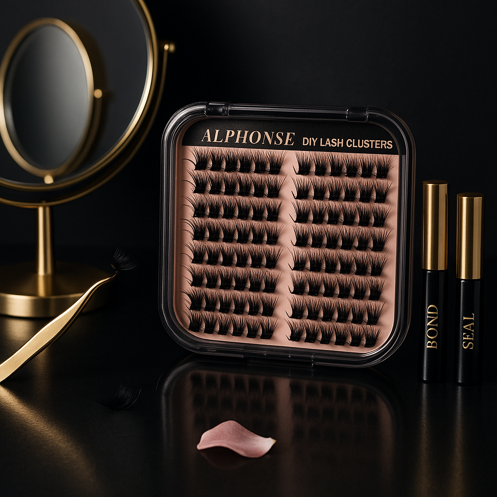 Fluffy Lash Extension Kit Cat Eye Lash Clusters Kit Wispy Cluster Eyelash Extensions Kit Spiky Individual Lashes Clusters DIY Lash Kit with Bond and Seal by ALPHONSE