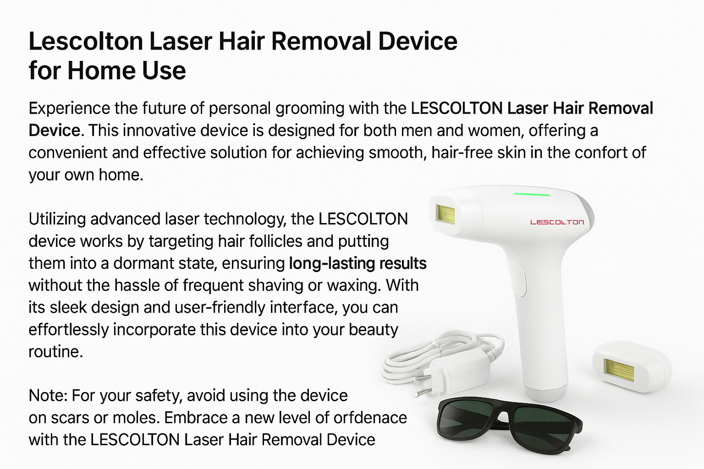Lescolton Laser Hair Removal Device for Home Use
