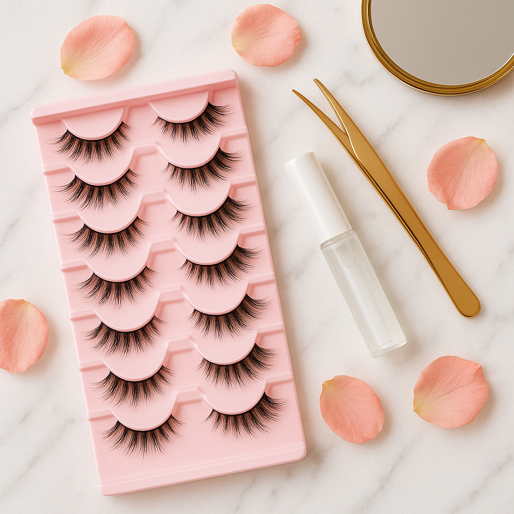 Gjinxi Half Lashes Natural Look Wispy Cat Eye Lashes 10 Pairs Fluffy 3D Faux Mink Eyelash Fox Eye Lashes Curly Lash Short Strip Fake Eyelashes (BY08 8-12MM)