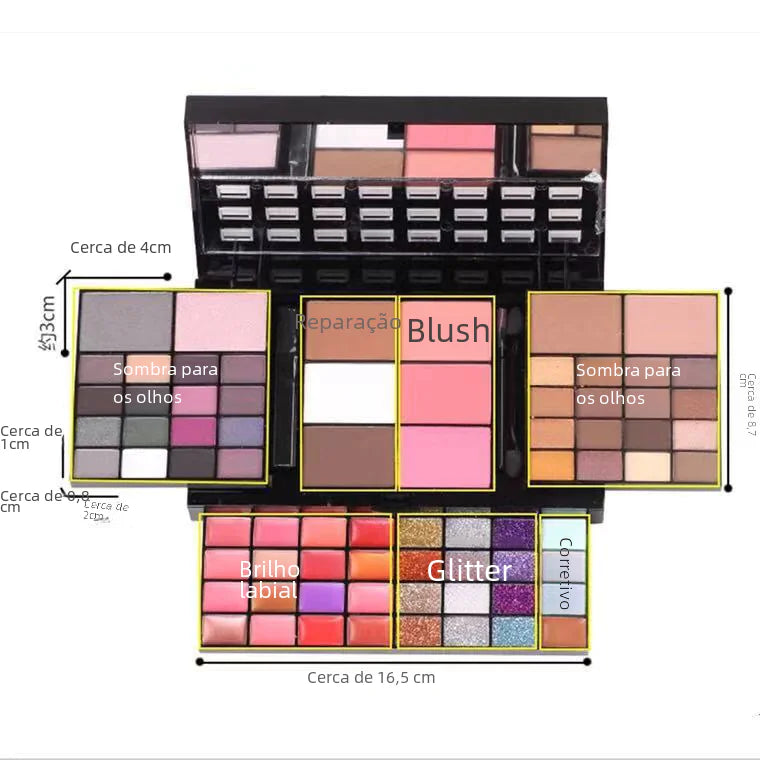 74-Color Makeup Palette Set with Eyeshadow and Highlighter