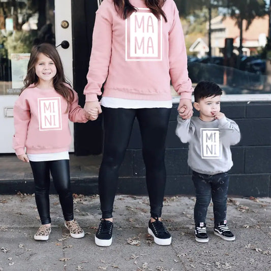 Matching Sweatshirt Set - Pink & Gray